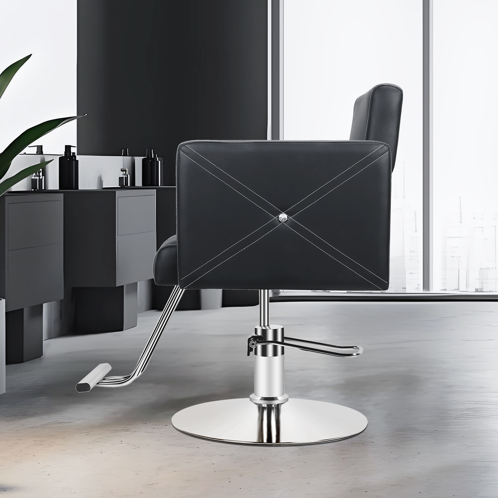 Friseursalonstuhl, Stylistenstuhl mit robuster Hydraulikpumpe, 360-Grad-rollbarer Friseurstuhl, Schönheitssalonstuhl