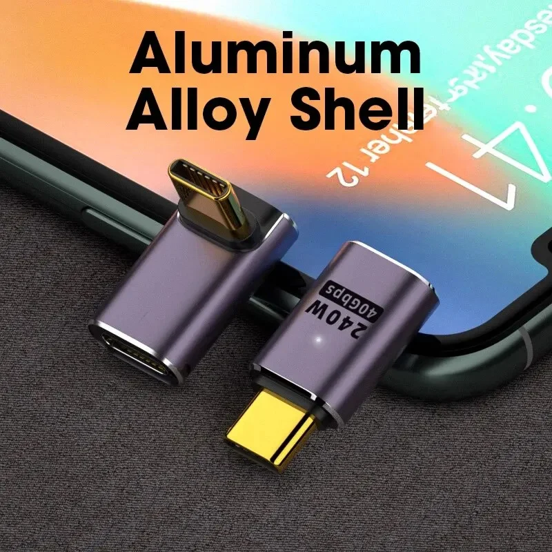 ช่องเสียบที่ชาร์จ USB 4.0 PD 240W 8K 60Hz สำหรับ MacBook 40Gbps ความเร็วสูง USB C OTG U-shape อะแดปเตอร์ตัวผู้กับตัวเมีย