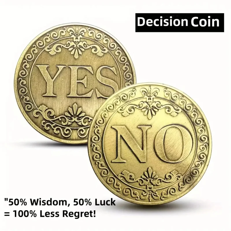 SÌ o NO Flip Decision Coin: metallo Scegli la moneta, divertente risposta, scegli la moneta commemorativa