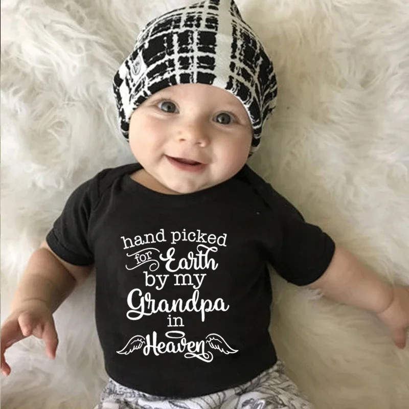 Body per neonati in cotone Tuta per neonato raccolti a mano per la terra di mia nonna/nonno nel paradiso Abiti estivi per bambini a maniche corte