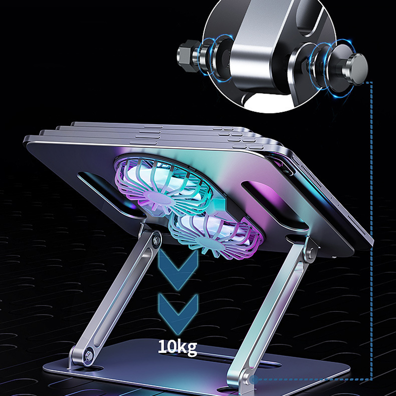 MUMUCC พับคู่ชั้นเก็บของขนาดใหญ่พัดลมโลหะ Cooling ขาตั้งแล็ปท็อปพกพาเฟอร์นิเจอร์สำนักงานเกมการศึกษาตารางตาราง