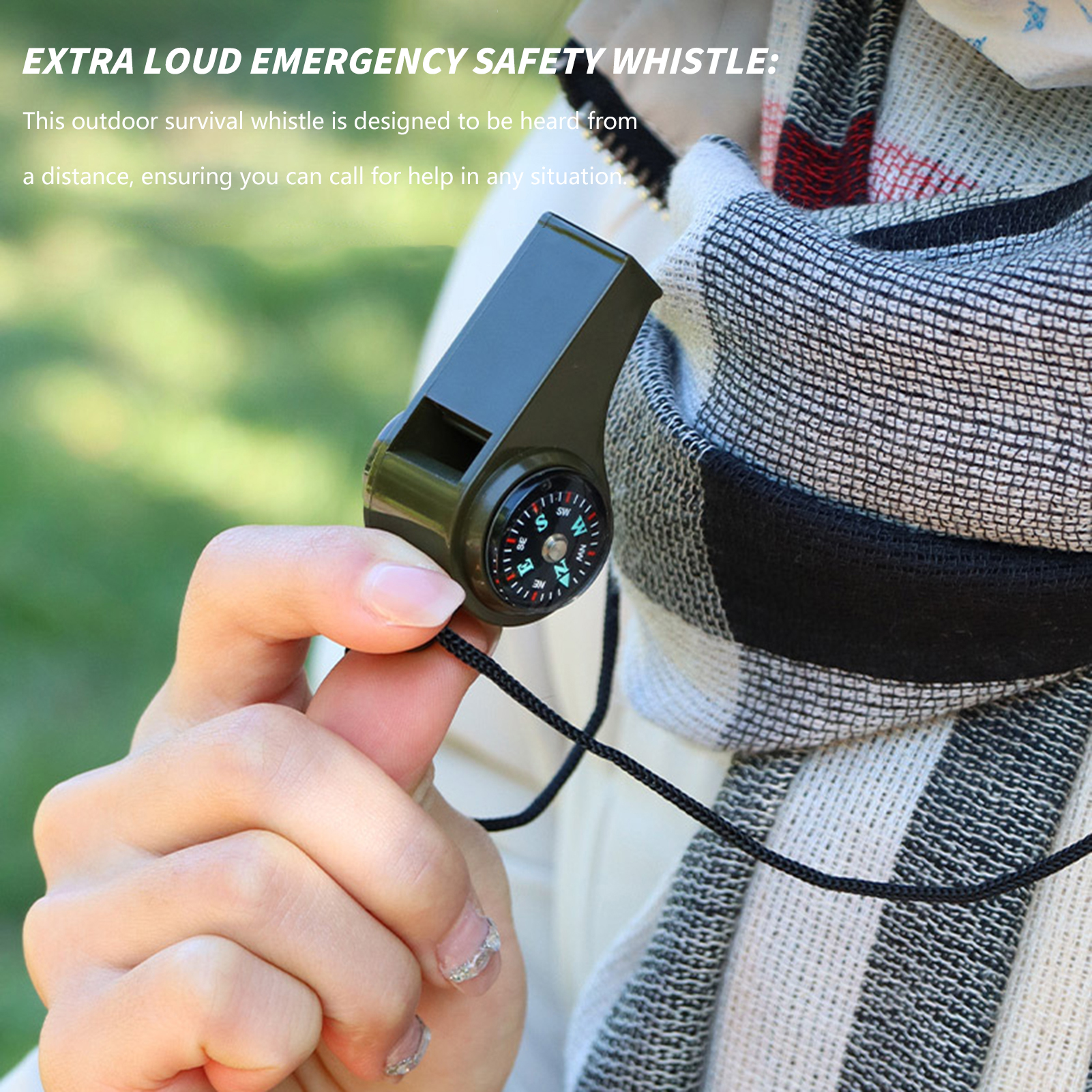 3-in-1 Outdoor-Kompass mit lauter Überlebenspfeife für Wandern, Camping, Notfall-Überlebensausrüstung, Großhandel 1–5 Stück