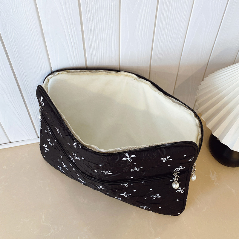 Professional Laptop Bag with Pearl Accent Zipper 13/15 Inch Ruffled Texture Shock-Resistant Cover for Work Leisure Activities