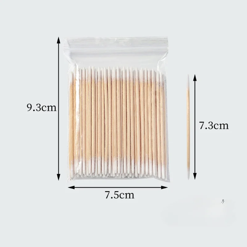 100/300 Uds hisopo de algodón de doble cabeza maquillaje de mujer punta de bastoncillos de algodón para palos médicos de madera limpieza de nariz y oídos herramientas de cuidado de la salud