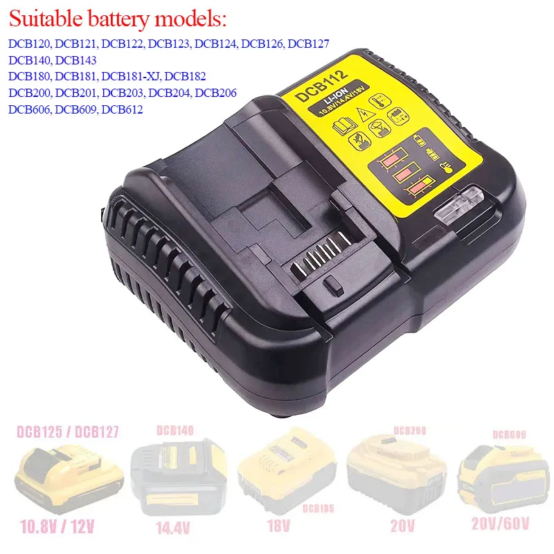 Ładowarka akumulatorów litowo-jonowych DCB112 do akumulatorów Dewalt 10,8 V 12 V 14,4 V 18 V 20 V DCB200 DCB101 DCB115 DCB107 DCB105 DCB140 DCB118 DCB102 DCB104
