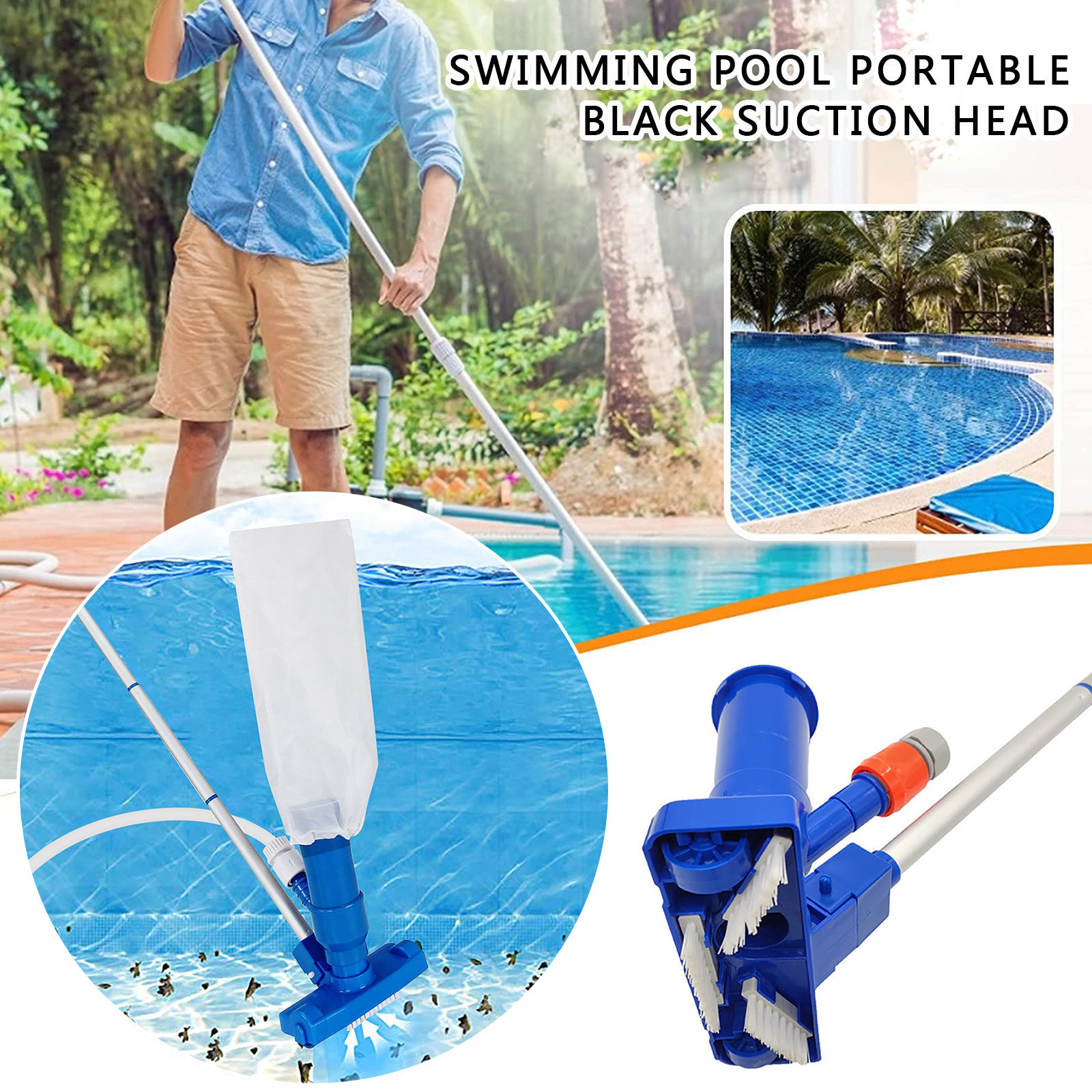 Professional Pool Cleaning Brush Set Portable Pond Vacuum Jet Underwater Cleaner with Handle for Swimming Pools Cleaning Tools