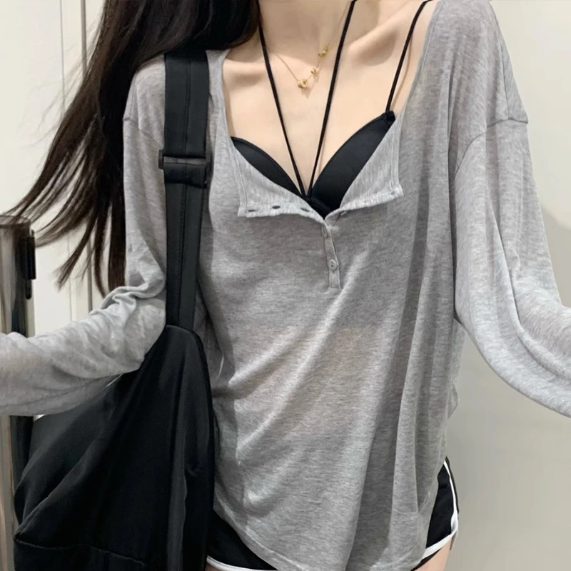 Tシャツ女性スラッシュネック長袖トップス固体ストレッチ女性の夏のセクシーなクラブ Tシャツ韓国ルーズ Tシャツストリート服