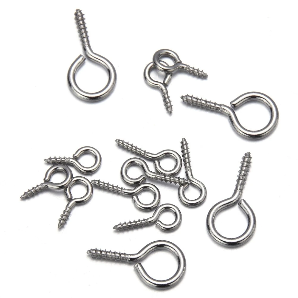 100 pçs 8/10mm pequenos olhos de ovelha parafuso de prego minúsculo mini pinos de olho ganchos ilhós para grânulo encantos pingente diy jóias colar descobertas
