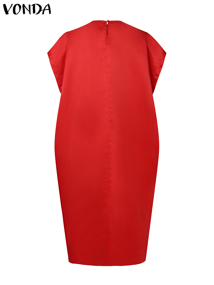 Vonda-女性のボヘミアンスタイルのマキシドレス,カジュアルな半袖,ルーズ,オーバーサイズ,パーティー,夏