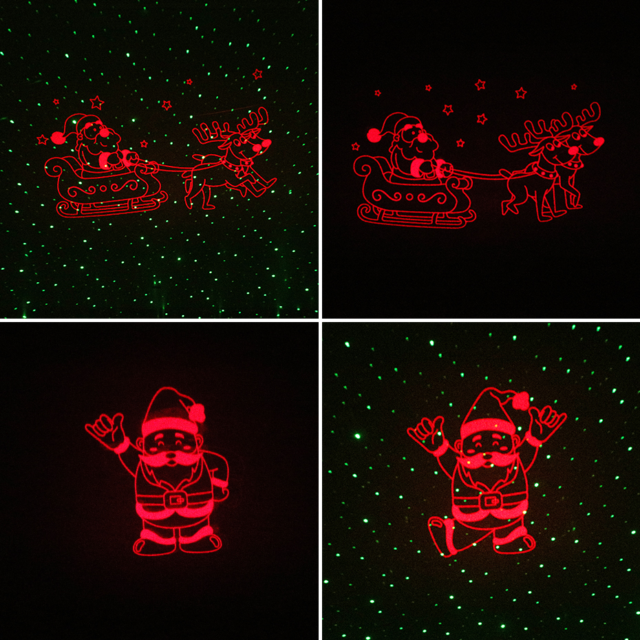 ALIEN ค่าเฉลี่ยคริสต์มาสเลเซอร์ไฟเครื่องฉายแสงสีแดง Santa Claus Elk Sled Animation สีเขียว Static Star กลางแจ้งกันน้ำ Xmas ไฟ