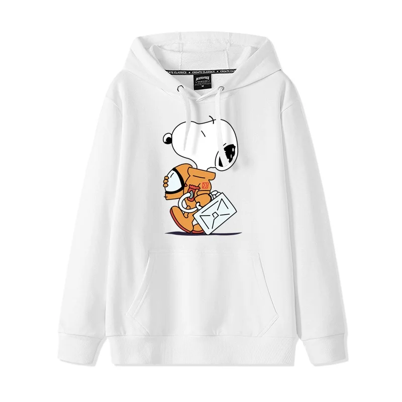 Nuevo jersey con estampado de Snoopy de dibujos animados con capucha de corazón para mujer, abrigo holgado de dibujos animados, Sudadera con capucha para pareja, moda informal versátil