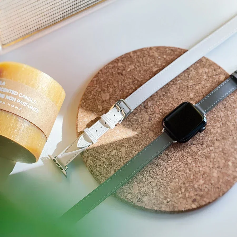 Apple Watch 밴드 용 가죽 스트랩 49mm 46mm 41 45mm 40mm 44 Correa IWatch 시리즈 9 8 7 6 SE 5 Ultra 2 교체 용 팔찌