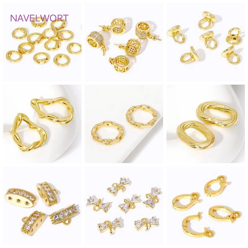4.5/6mm 18k banhado a ouro latão pérola pulseira termina conector com laço, tampas de extremidade de jóias, para diy jóias fazendo acessórios