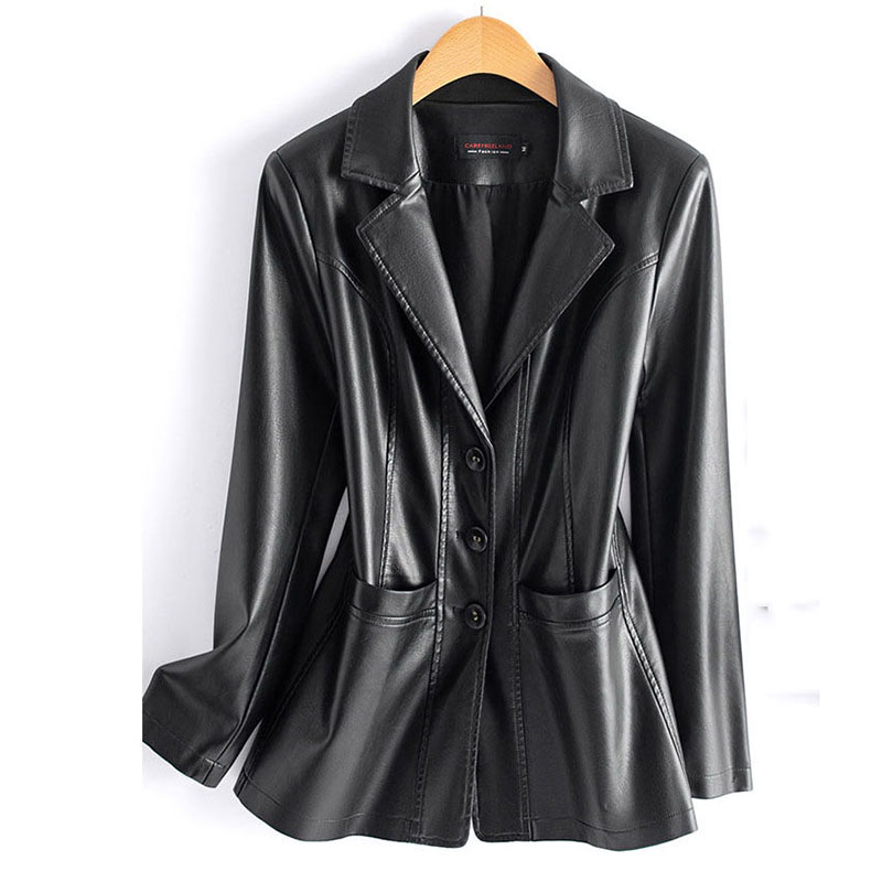 Damskie kurtki ze skóry owczej, codzienne krótkie płaszcze ze skóry naturalnej, nowe kurtki damskie z długim rękawem, zapinane na guziki, z elastyczną talią, kolekcja 2025.