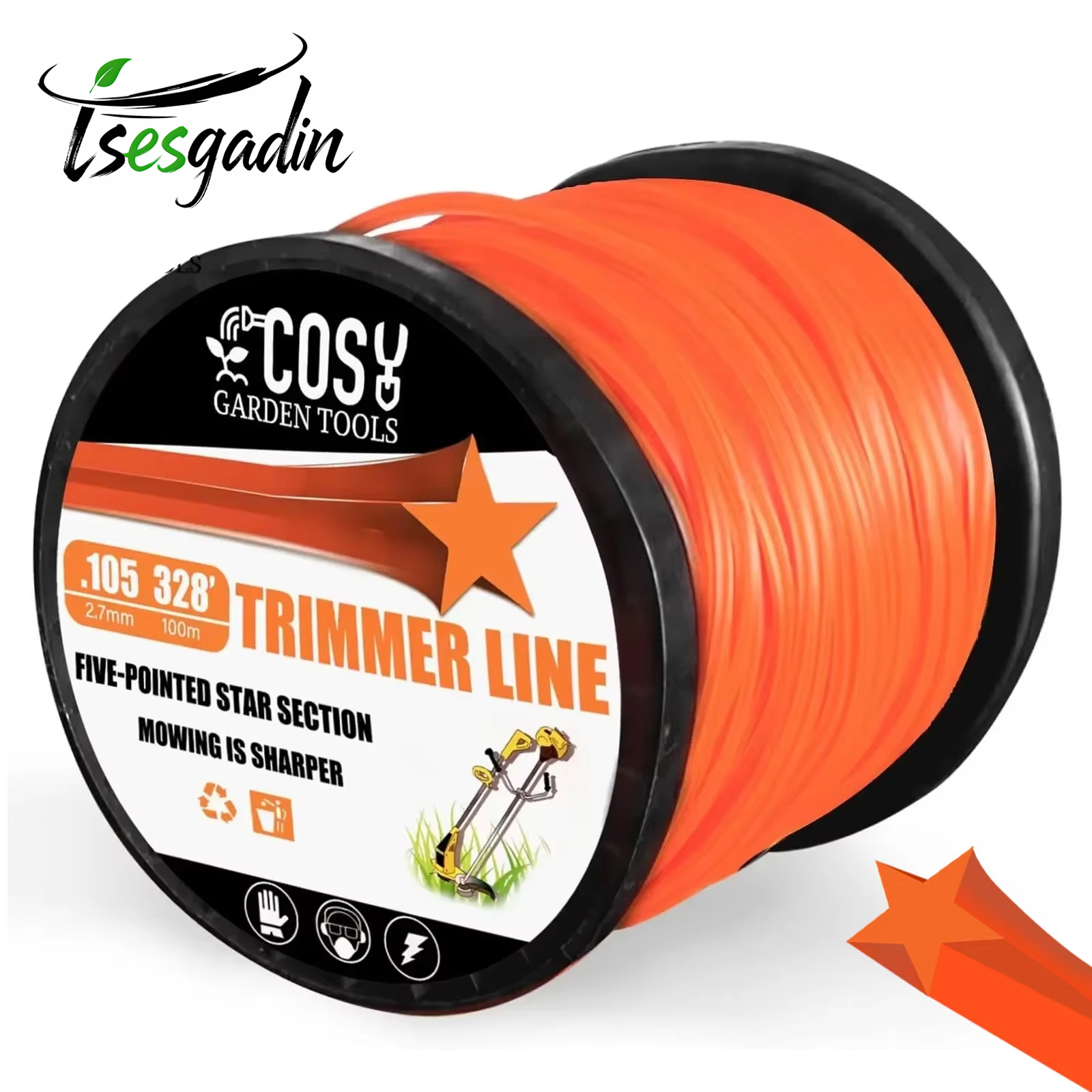 TSES 2,4 ~ 3 мм нейлоновая триммерная леска для сорняков, триммерная леска, кусторез, острая веревка, газонокосилка, пентаграмма
