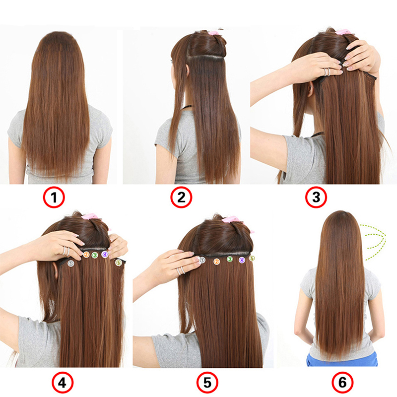 MSTN-Extensión de cabello largo sintético de 24 pulgadas, postizo resistente al calor, pieza de cabello de forma Natural