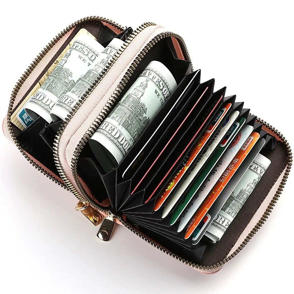 Women Wallet Zipper Short Style Purse Lychee Pattern Solid Color Fashion Large Capacity Multi Card Slot Coin Purse with Zipper