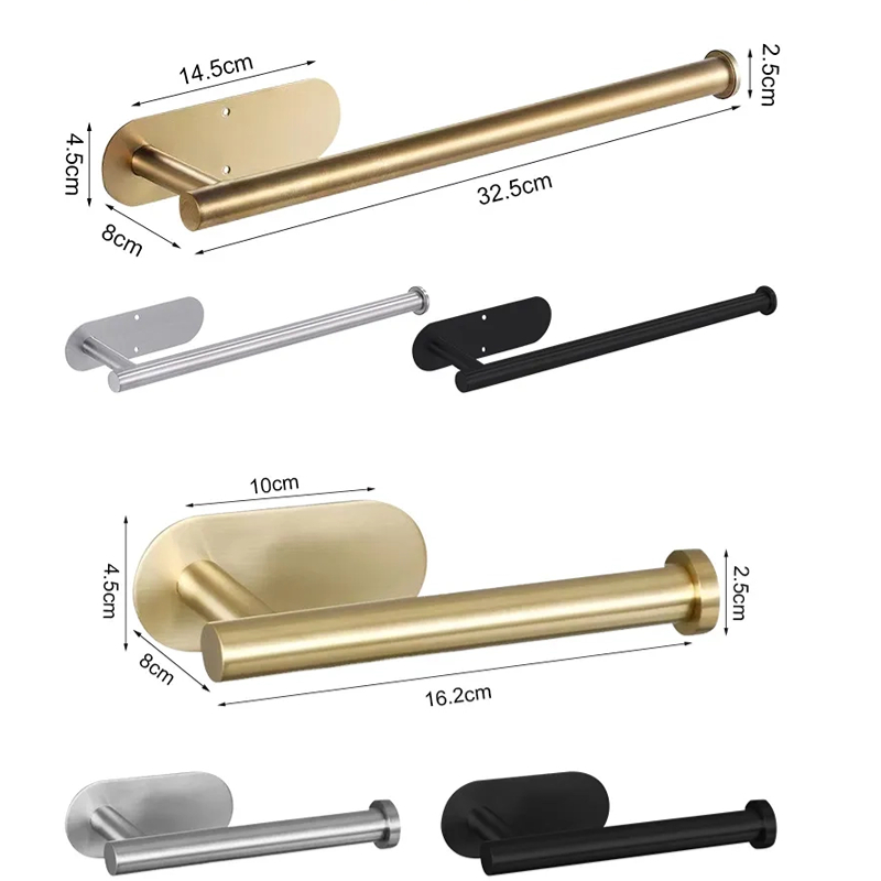 Porte-papier hygiénique adhésif en acier inoxydable, support mural pour rouleau de cuisine, porte-serviettes, distributeur de serviettes, support absorbant, cintre pour mouchoirs