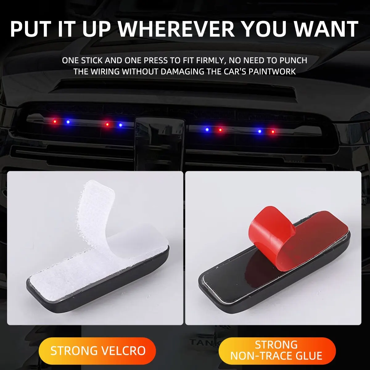 Luz de advertência de energia solar para carros e motos, indicador de lanterna LED, estroboscópio de precaução durante a noite