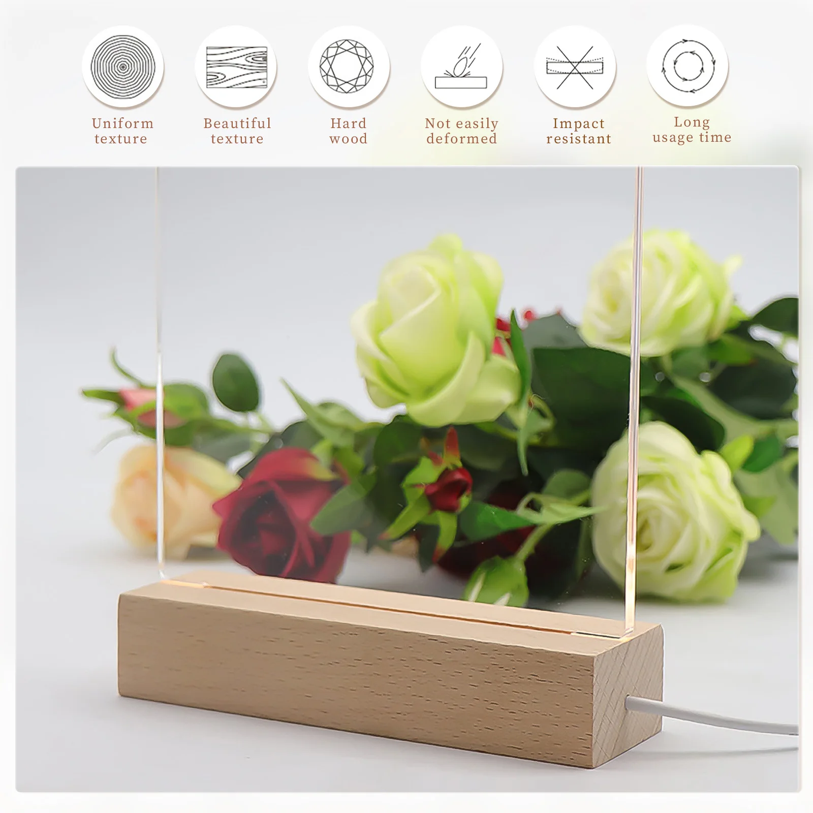 LED Holz Display Basis Rechteck USB Lichtst änder für Kristallglas Harz Kunst Ornament Holz Nacht lampen sockel LED Lichtst änder