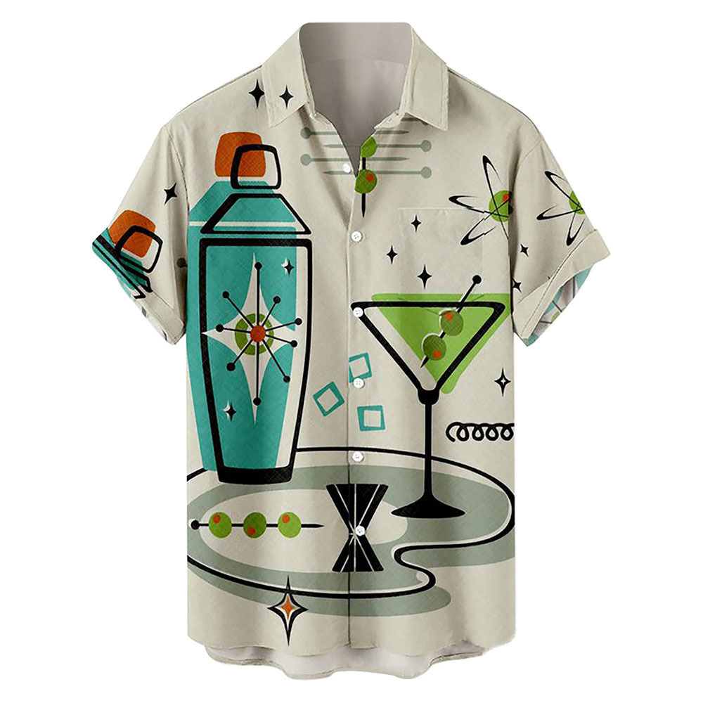 Summer Fashion Vacation 2024 Color Printed New Casual Lapel Short Sleeve Thin Hawaiian Flower Shirt Men's Affordable Cardigan