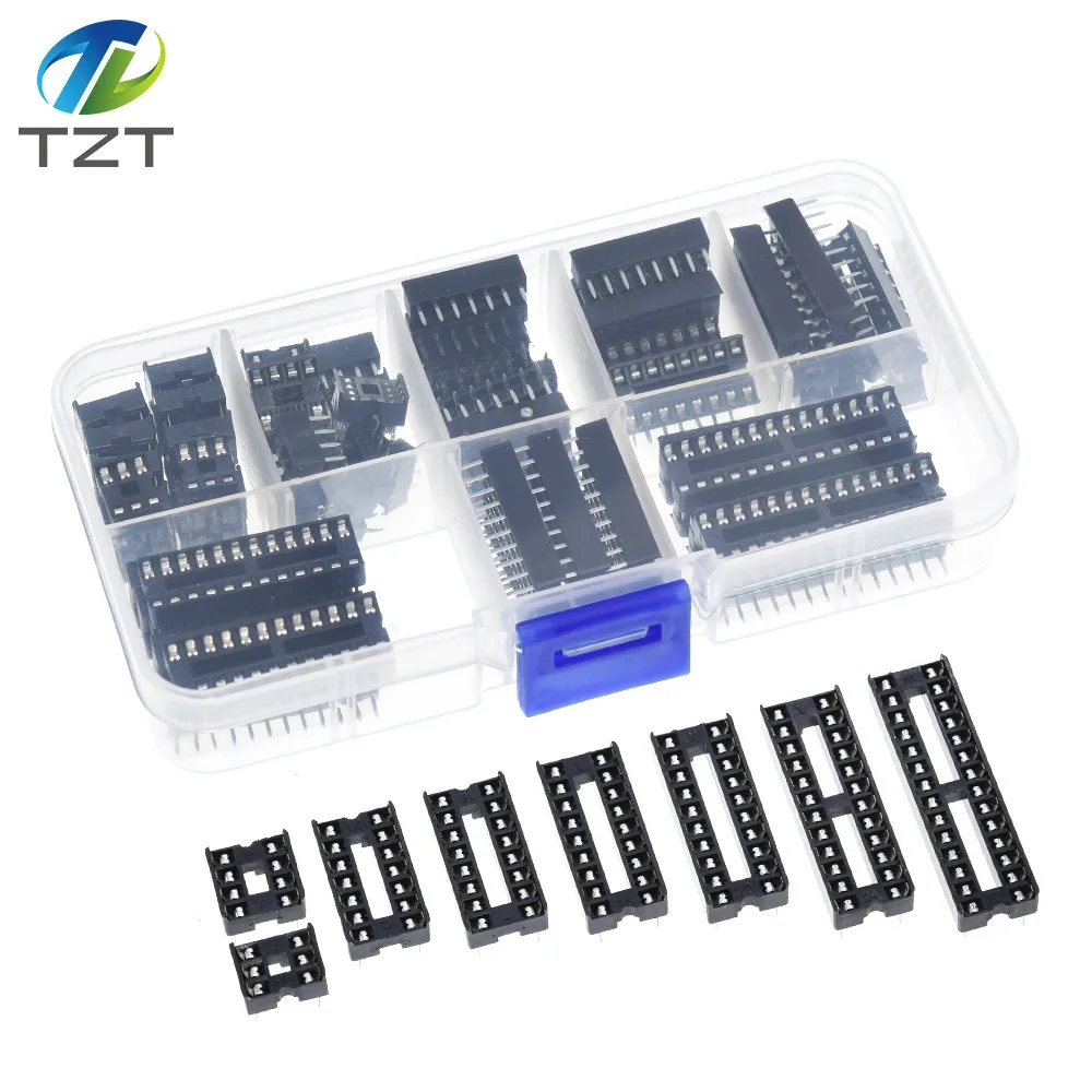 66PCS/Lot IC-Sockets Adaptor Solder Type Socket Kit 6,8,14,16,18,20,24,28 pins New TZT