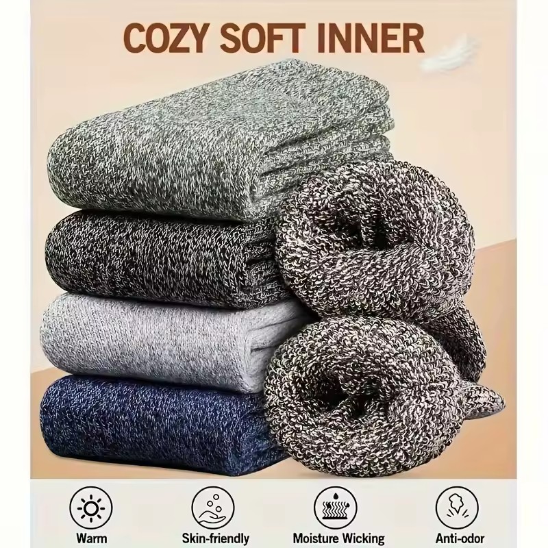 3 pares de calcetines de lana de invierno para hombre súper gruesos cálidos de alta calidad Harajuku Retro nieve Casual anticongelante calcetines de Cachemira para hombre