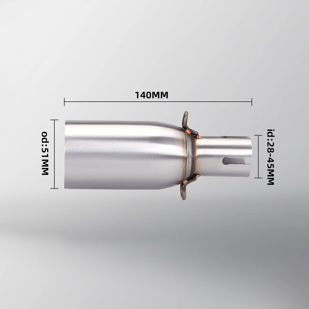 Motorcycle Modified Exhaust Pipe, Suitable for 28-45mm Adapter, 51mm Middle Link Pipe, Various Sizes