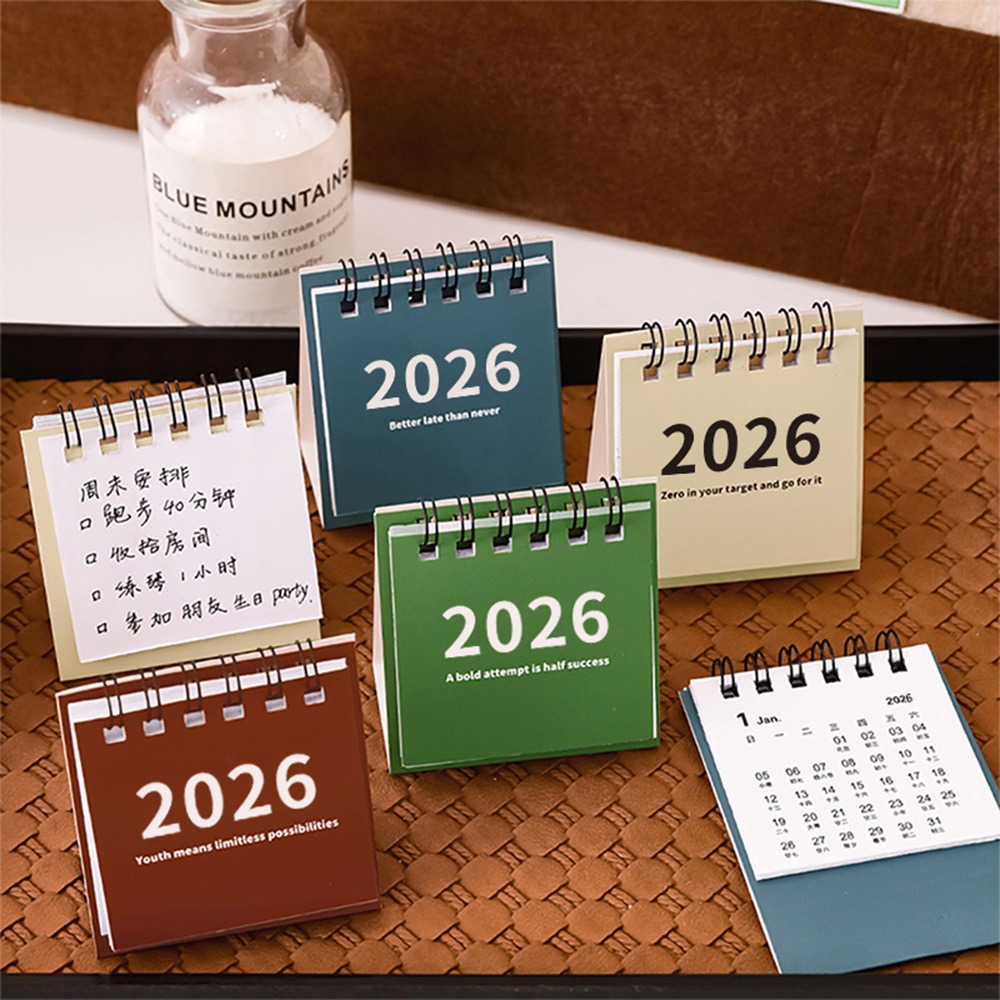 2026 Mini Einfacher Kalender Kleiner Tischkalender Kreativer Spulenkalender Planer Desktop-Dekoration Büromaterial 2025-2026