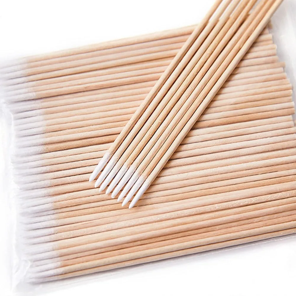 100/300/500/900/1000/3000 piezas, hisopos de algodón, puntas de doble precisión con palo de papel para maquillaje (forma de doble punta)