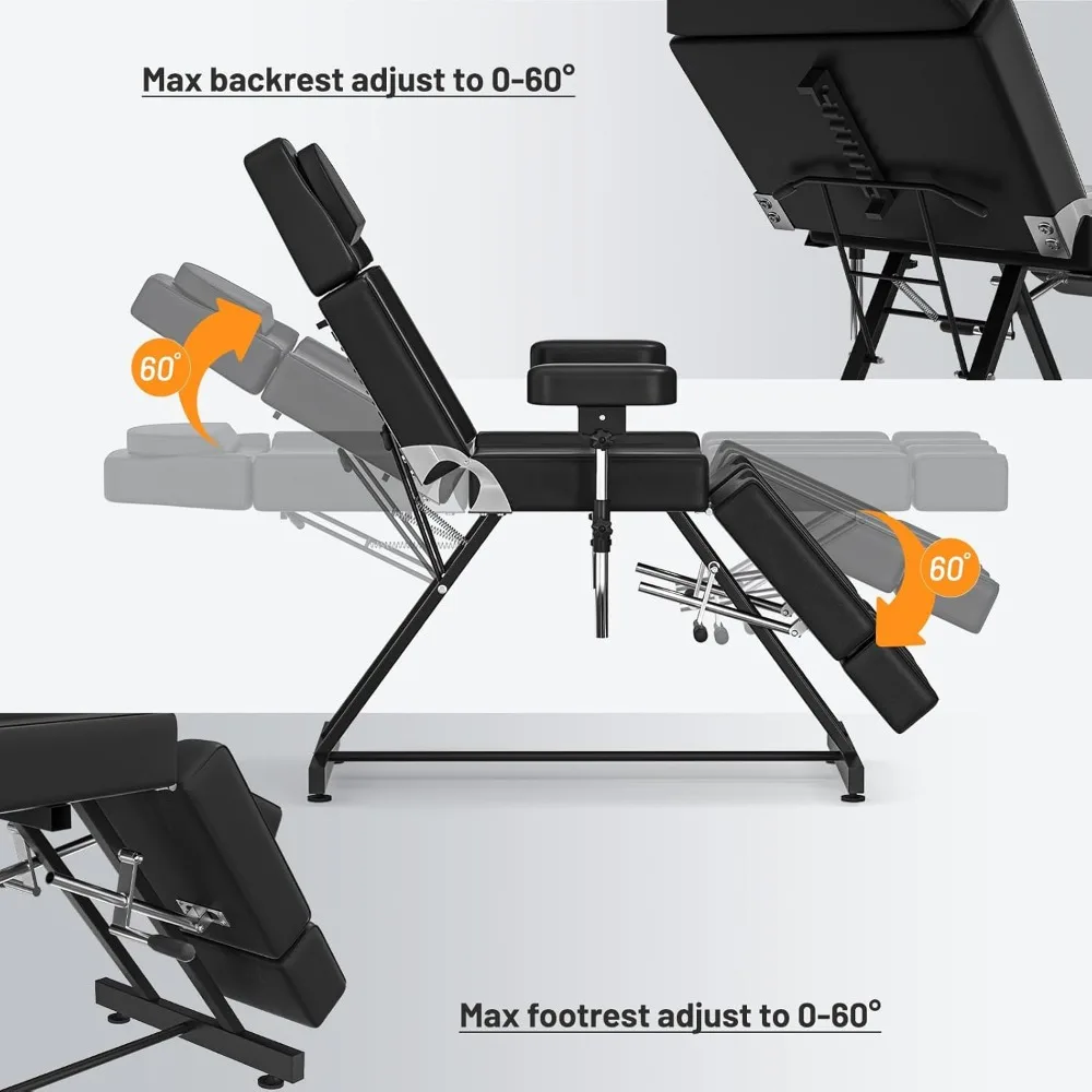 Tattoo Chairs for Client Facial Bed Adjustable Esthetician Bed Professional Multi-use Massage Table Spa Chairs Hold Up to 440lbs