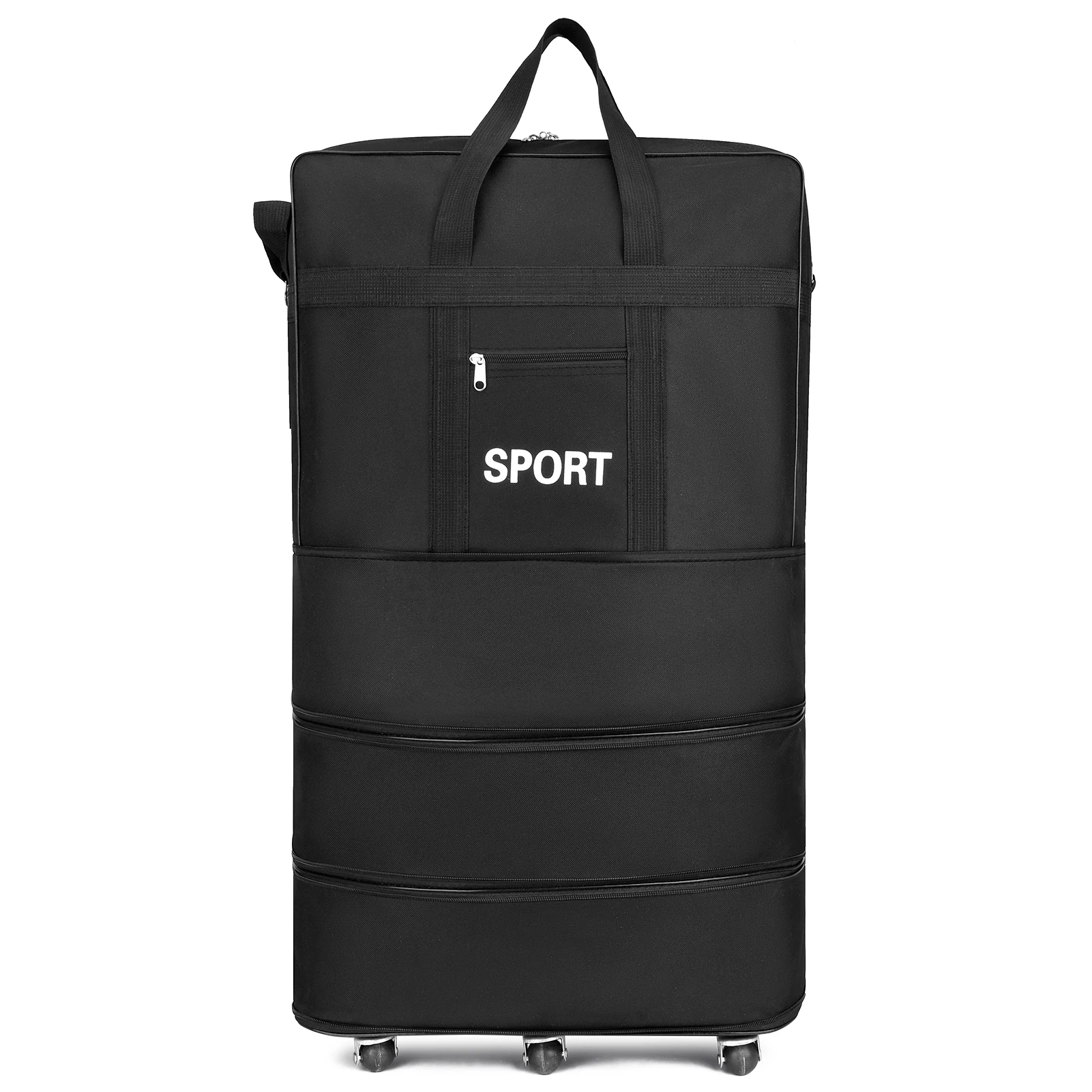31 zoll Tragbare Reise Roll Koffer Oxford Wasserdichte Air Carrier Tasche Schwarz Erweiterbar Falten Koffer Taschen Mit Rad