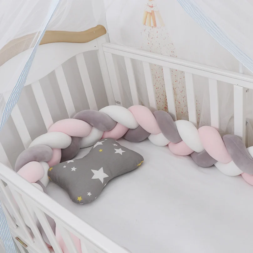 1M/2M3M/4M Lettino Paraurti Culla Paraurti anticollisione per neonato Nodo Treccia Cuscino Cuscino Protezione per lettino Set di biancheria da letto per culla