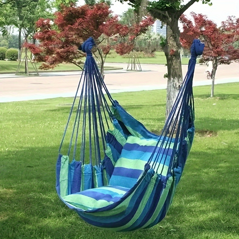 Hamaca portátil para acampar al aire libre, columpio de tela de algodón resistente para el hogar, dormitorio, asiento columpio colgante duradero