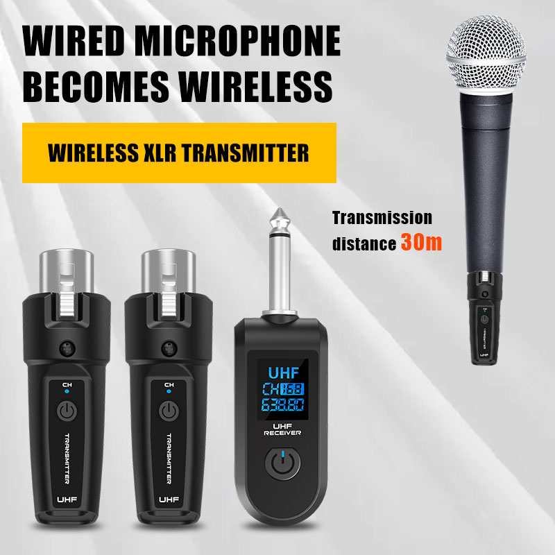 UHF XLR-adaptersysteem Draadloos microfoonzender-ontvangersysteem voor dynamische microfoon Gitaar Audio Mixer PA-systeem