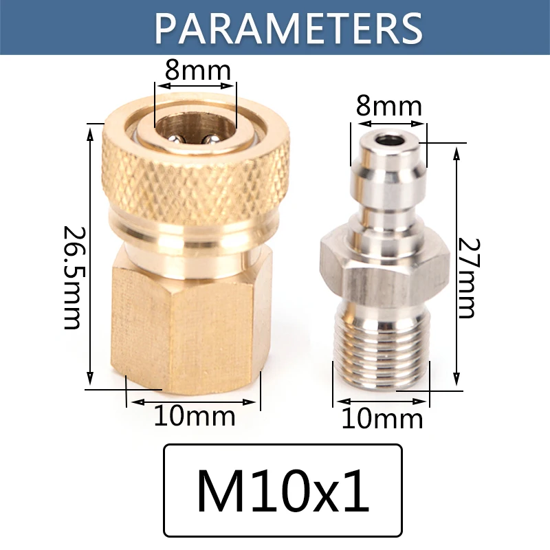 Conector macho 1/8bspp 8mm m10x1 1/8npt fêmea desconexão rápida encaixes de acoplamento de recarga de ar soquete 2 tamanhos