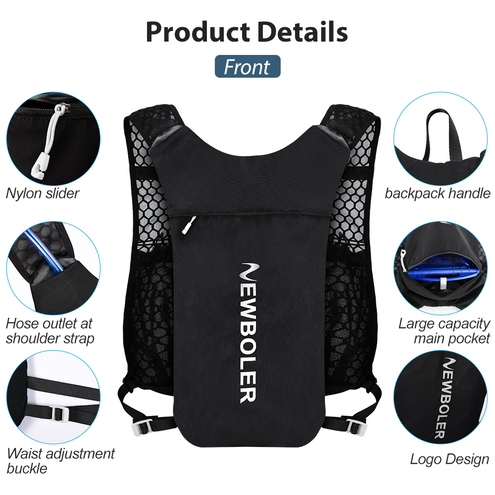 NEWBOLER Outdoor Trail Running Ultralight Rugzak Hydratatie Joggingvest Ademende Marathon Running Rugzak Met Waterfles