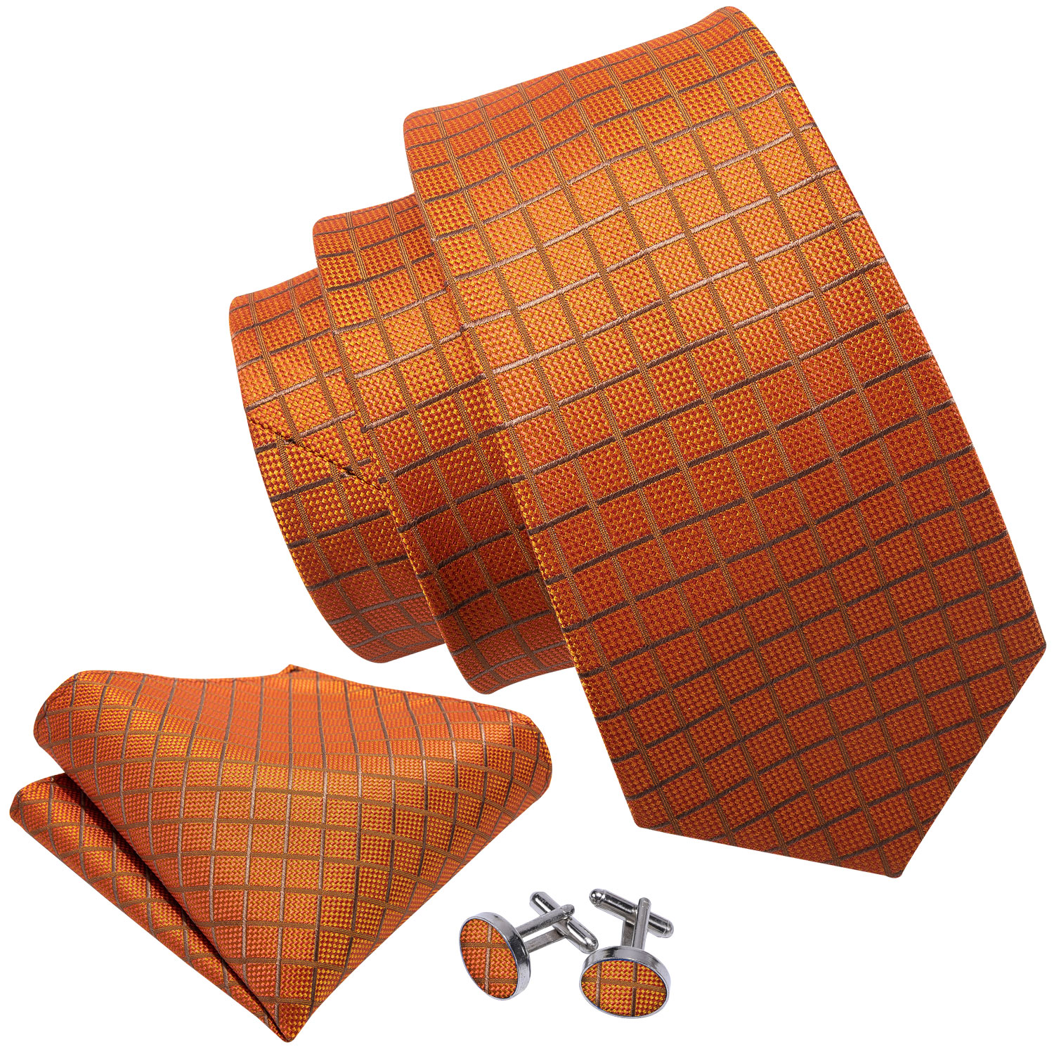 Мужской жаккардовый галстук для манжет Barry.Wang, оранжевый, коричневый