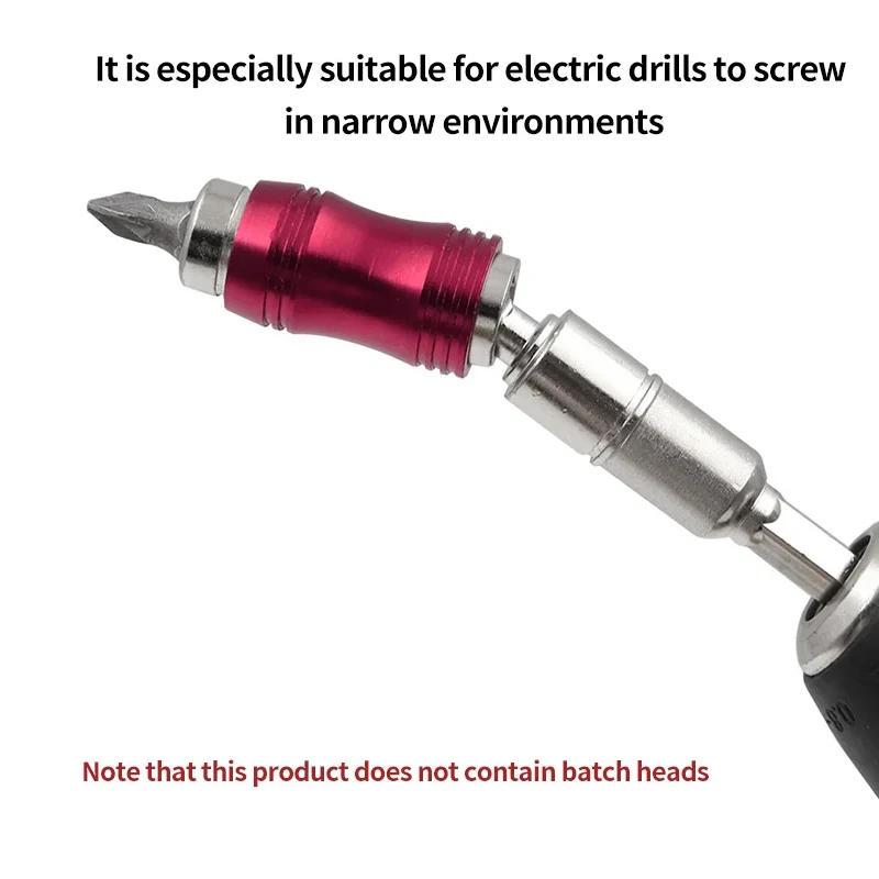 1PC Red 1/4" Pivoting Magnetic Screw Drill Bit Tip Holder Screwdriver Woodworking Tool Quick Change Locking Guide Bit Extension