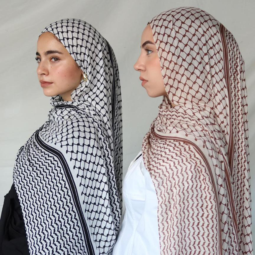 Hijab musulmán de gasa con estampado de Oriente Medio, de Oriente Medio Hijab, bufandas de cuello y cabeza, Hijabs musulmanes, Keffiyeh árabe, 180x70cm