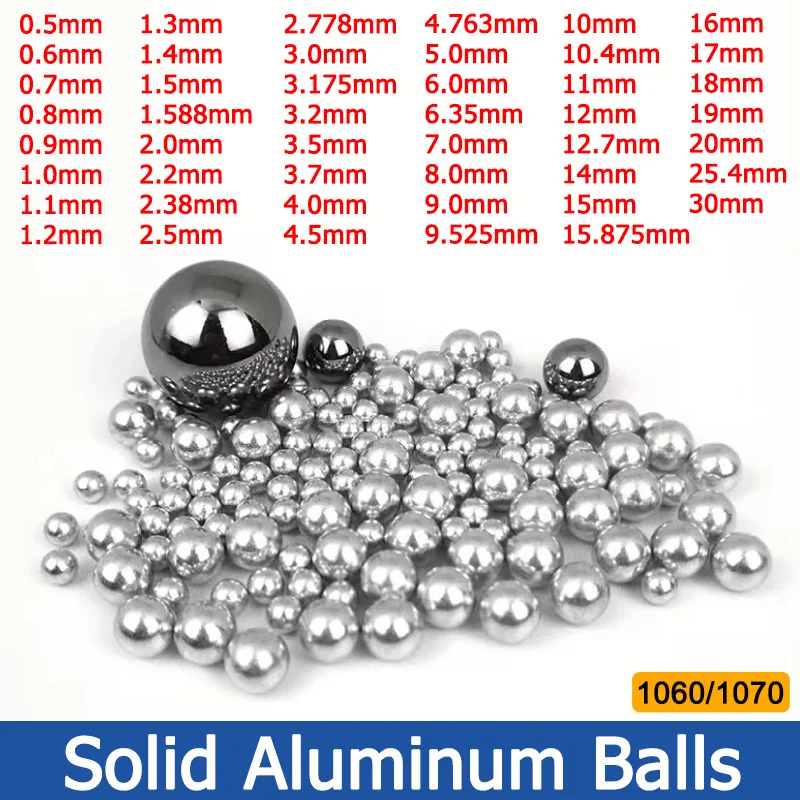 1-10000 Uds bolas de aluminio de precisión 0,5/0,6/0,7/0,8/0,9/1/1,5/2/3/4/6/8-30mm bola de aluminio lisa sólida cuentas de aluminio esféricas