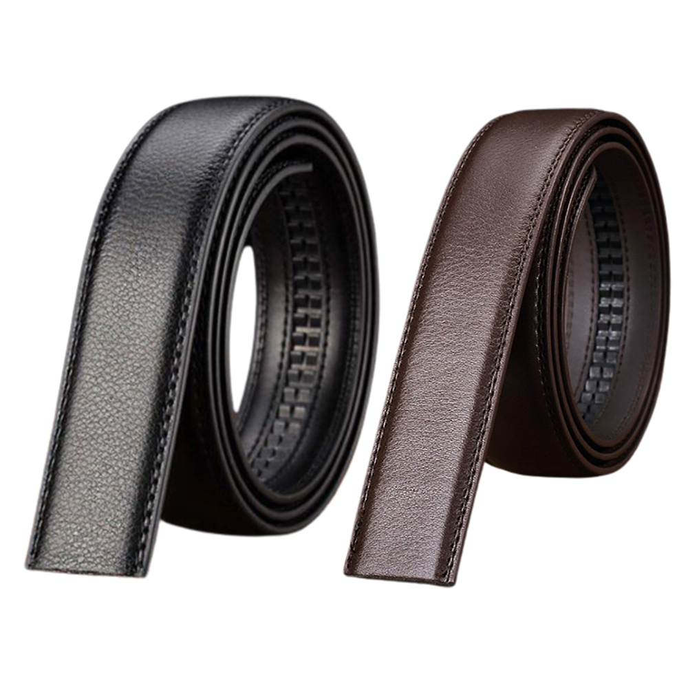 Cinta automática de cuero de lujo para hombre, cinturón negro sin hebilla, traje para pantalones vaqueros Vintage, alta calidad, 1 ud.