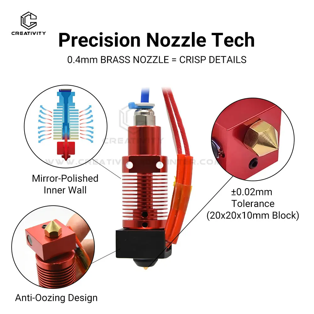 Kit de extrusora de extremidade quente CR10 MK8 com cabeça em J de metal creality Ender 3 Bloco de calor Bocal aquecedor Termistor para impressora 3D CR10s Pro Ender3 V2 Ender 5
