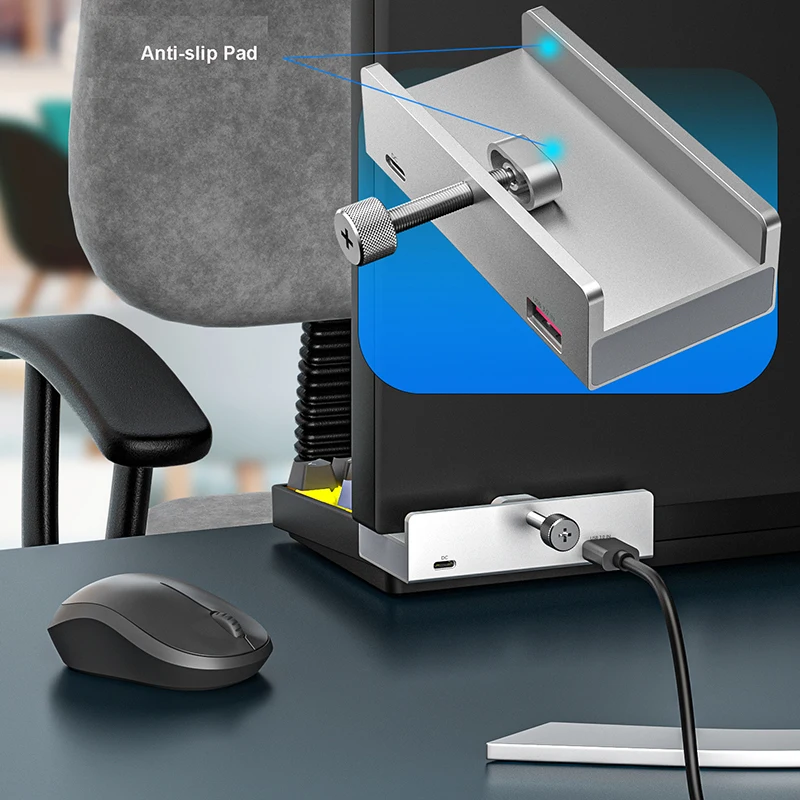Aluminium Typ C 4-Port USB 3.0 HUB Telefonhalter SD TF USB Speicherkartenleser DC Netzteil Splitter Mehrere Extend Dock