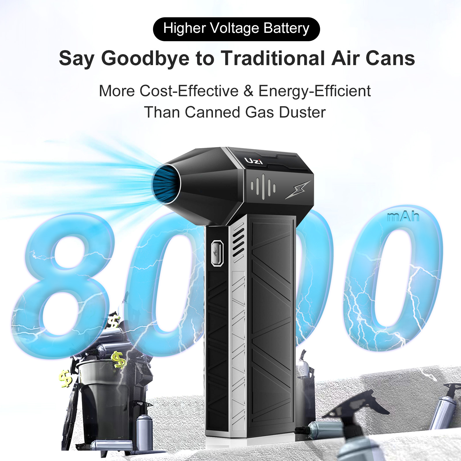 THERAGUN X3PRO Mini Ventilador de jato turbo portátil-150000RPM Poderoso espanador de ar comprimido para secador de carro/PC/casa/indústria