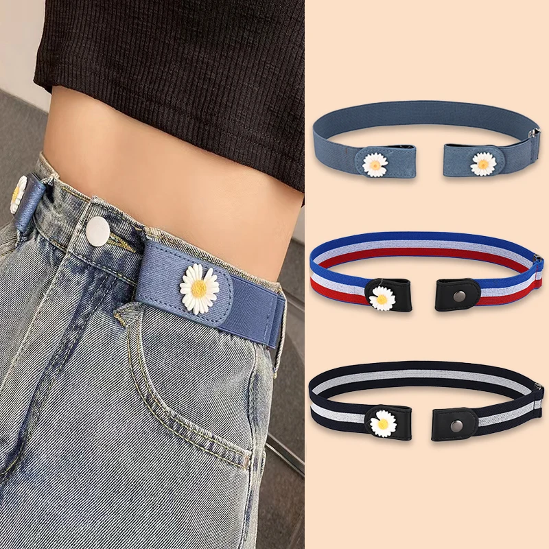 Cinturones para mujer, pantalones vaqueros sin hebilla, cintura elástica sin hebilla, cinturón Invisible para mujer, envío directo