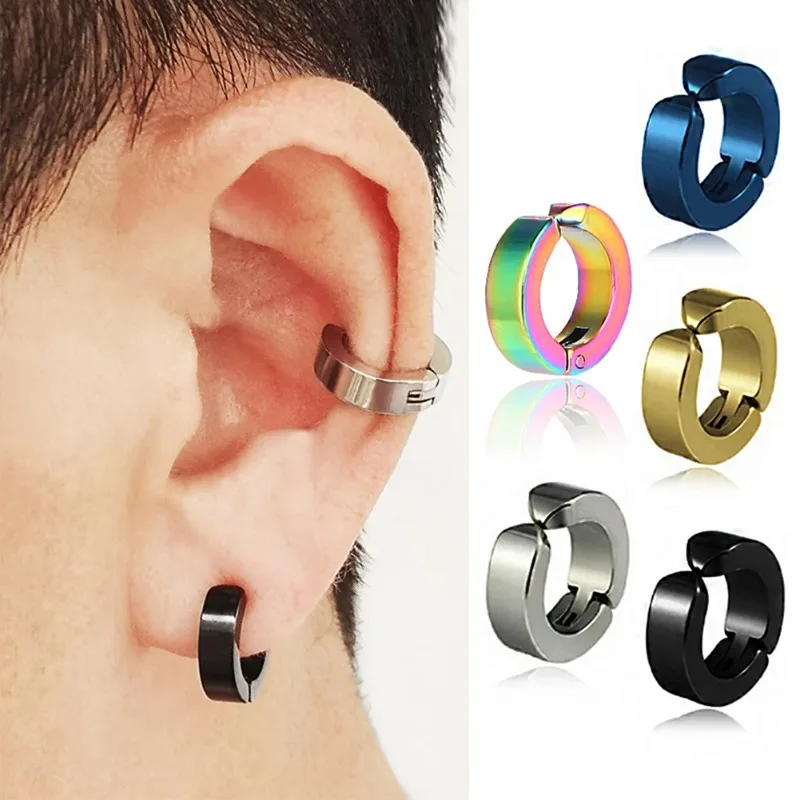 2 stücke Punk nicht Piercing Clip Ohrringe für Mann Frau, Titan Stahl Ohr stecker Teenager Hip Hop Stil Ohrring Schmuck Zubehör
