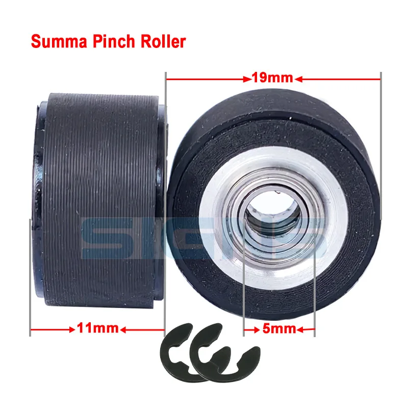2 uds rodillo de pellizco 5x11x19mm para Summa S T D DC serie Summacut Plotter cortador de vinilo con Clips de repuesto 395-401 391-326