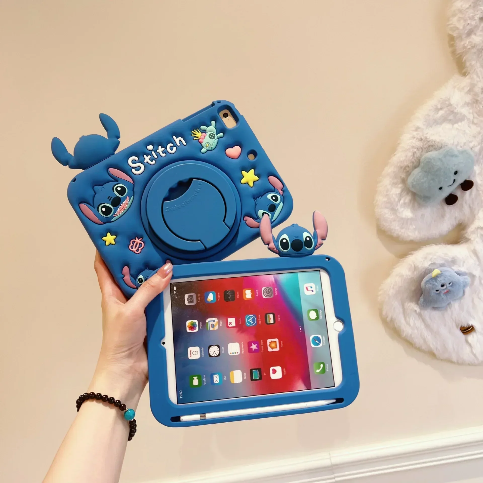 Funda Lilo Stitch para Xiaomi RedMi Pad SE 11 pulgadas Silicona suave amigable para niños 360 °   Funda con Soporte Giratorio para Tablet Redmi pad SE 11