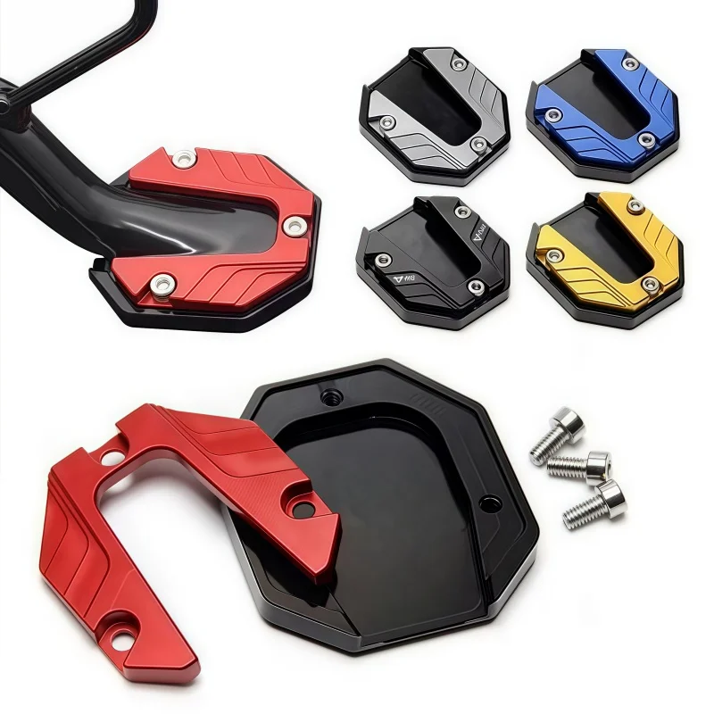 CNC อลูมิเนียมอัลลอยด์รถจักรยานยนต์จักรยาน Kickstand Extender ขาตั้งแผ่นรองเสริมแผ่น Anti-Skid ขยายฐาน